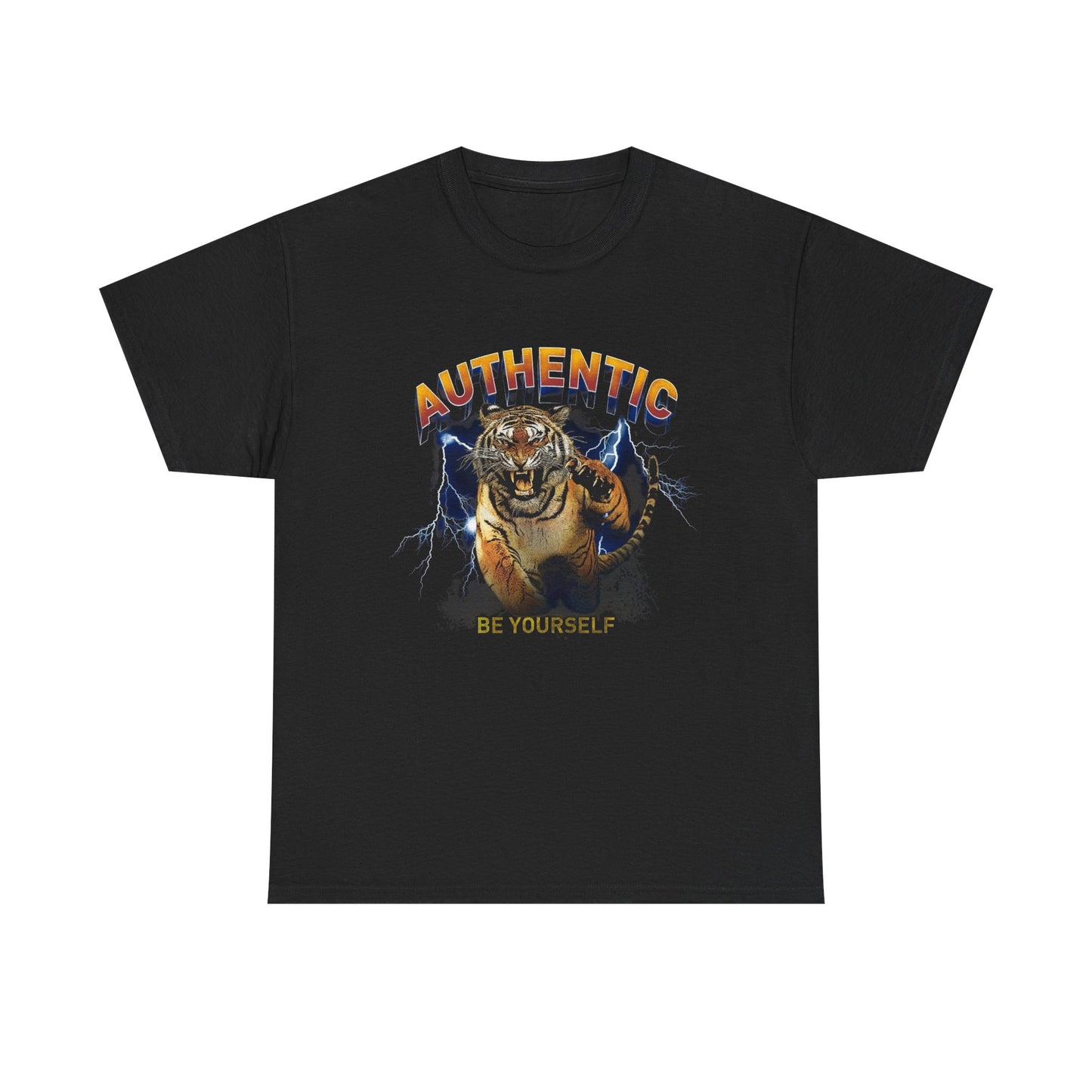 Authentic Be Yourself Tiger Vintage Graphic T-Shirt, Unisex Cotton Shirt