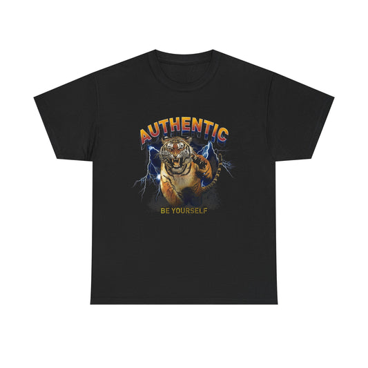 Authentic Be Yourself Tiger Vintage Graphic T-Shirt, Unisex Cotton Shirt