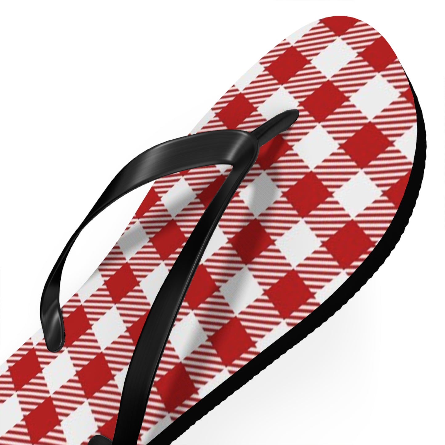 Red And White Checkered Sandals, Beach Shoes, Vacation Flip Flops, Pool Slides