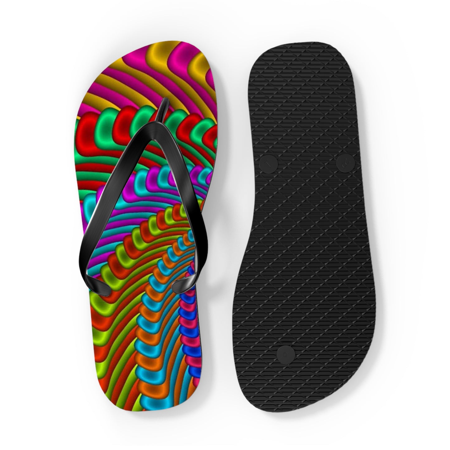 Groovy Tie Dye Flip Flops, Sandals Slides, Summer Footwear, Brand New
