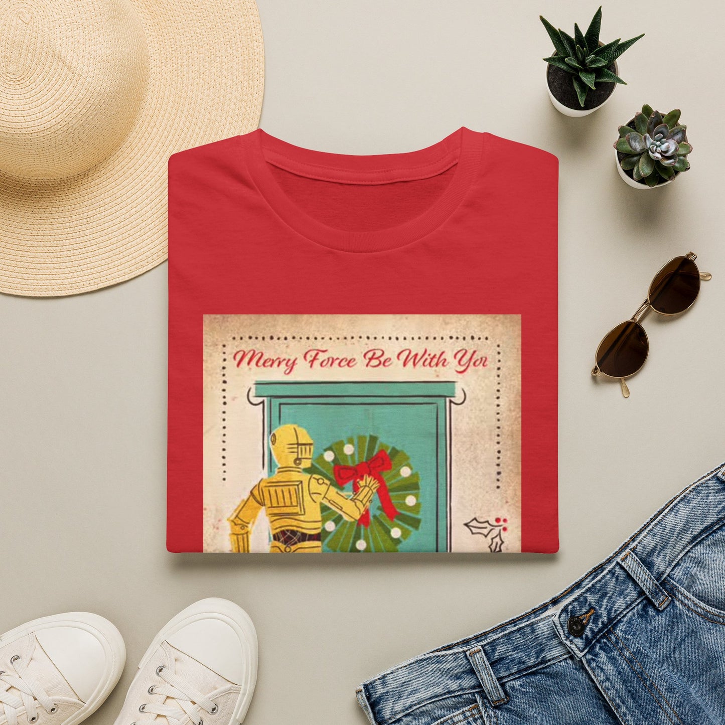 Merry Force Be With You Graphic T Shirt Vintage Star wars Christmas holidays