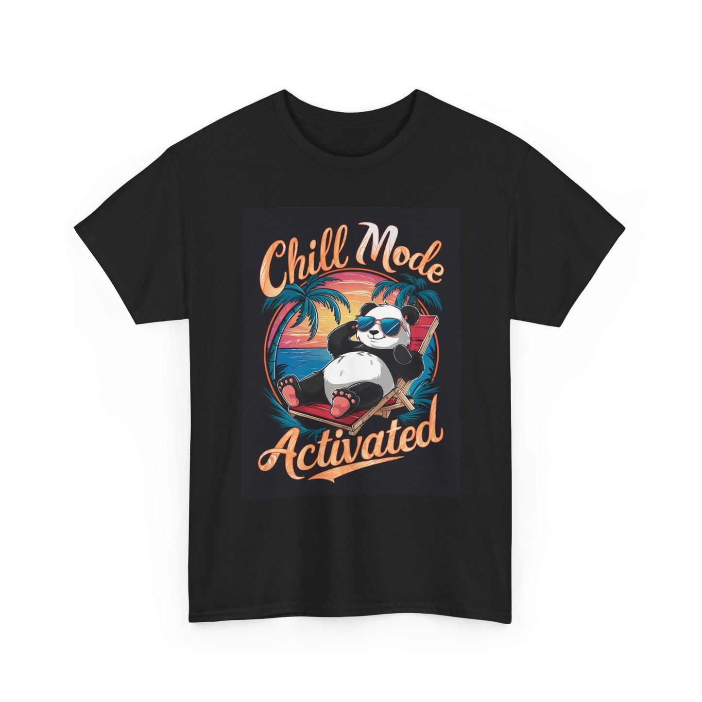 Chill Mode Activated Graphic T Shirt Funny Panda Unisex Heavy Cotton Tee