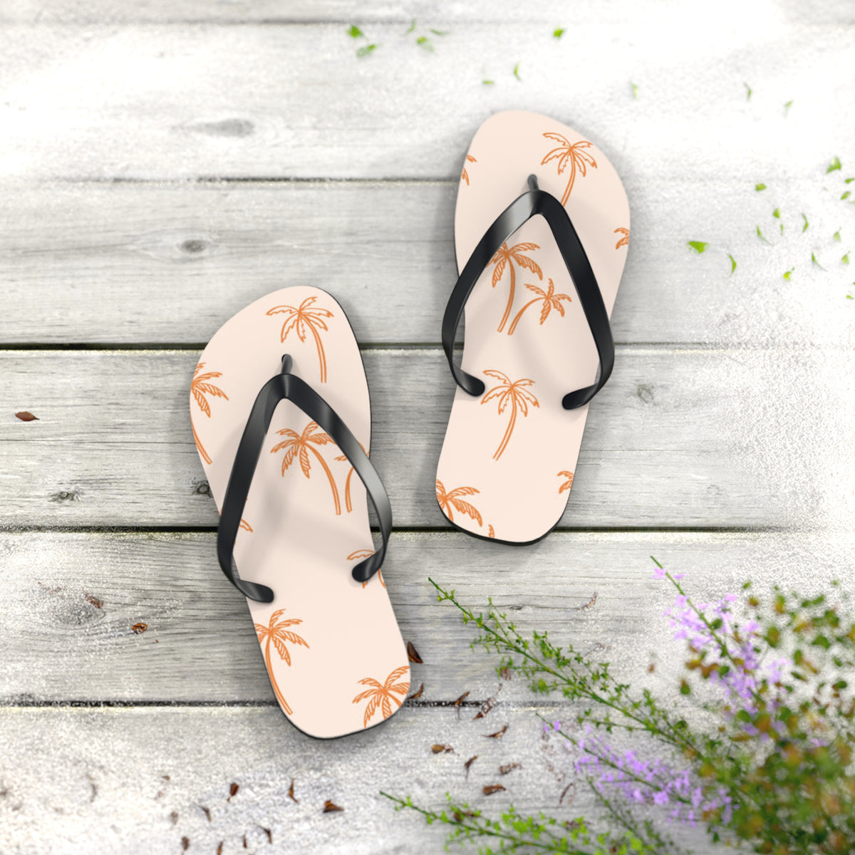 Orange Palm Trees Sandals Summer Flip Flops Slides BRAND NEW