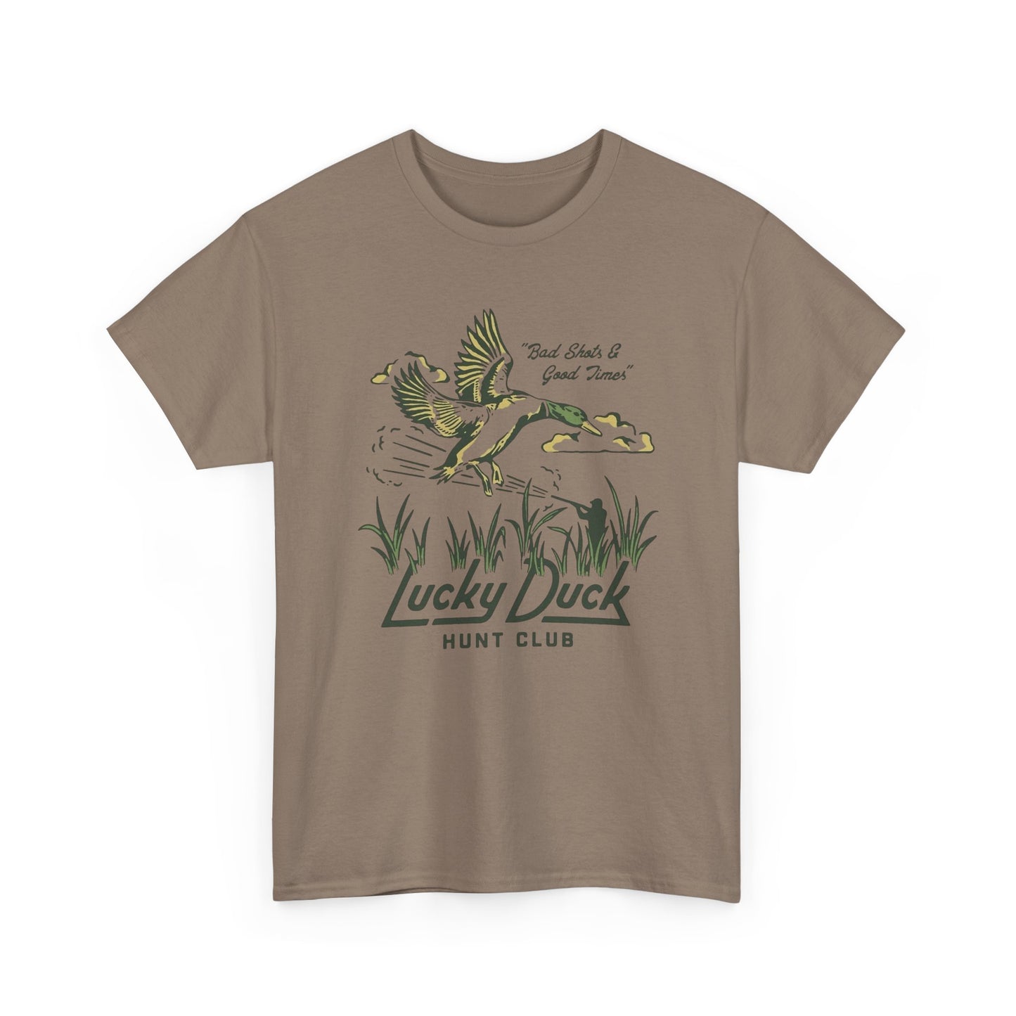 Lucky Duck Hunting Club Graphic T Shirt Unisex Heavy Cotton Tee