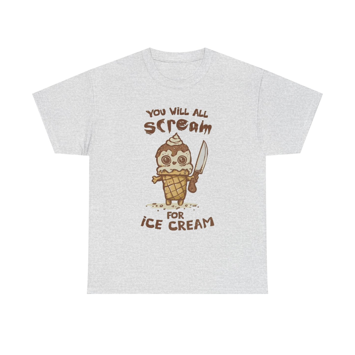 Scream For Ice Cream Funny Graphic T Shirt NEW Unisex Heavy Cotton Tee