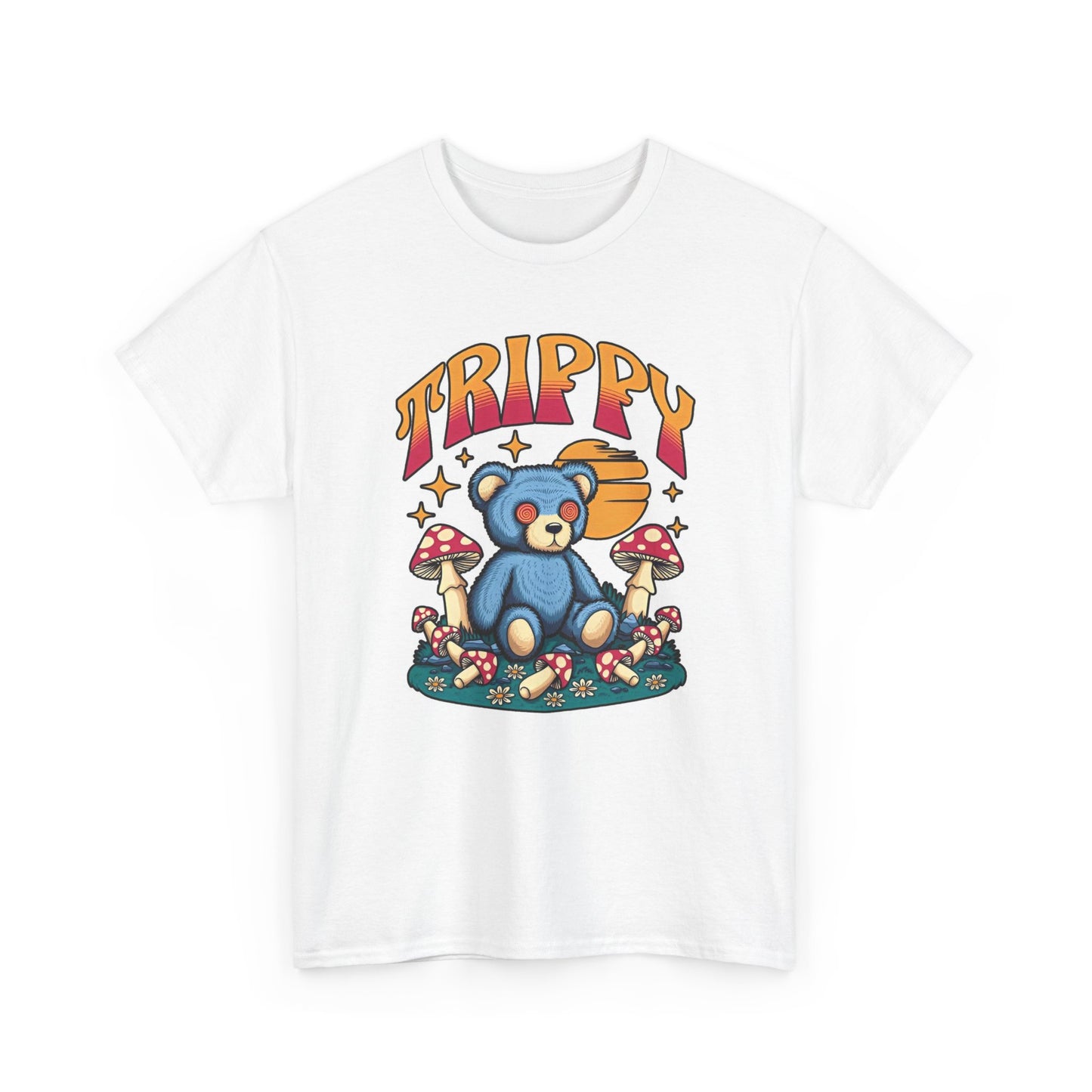Trippy Bear Graphic T Shirt Hippy Vibes Unisex Heavy Cotton Tee