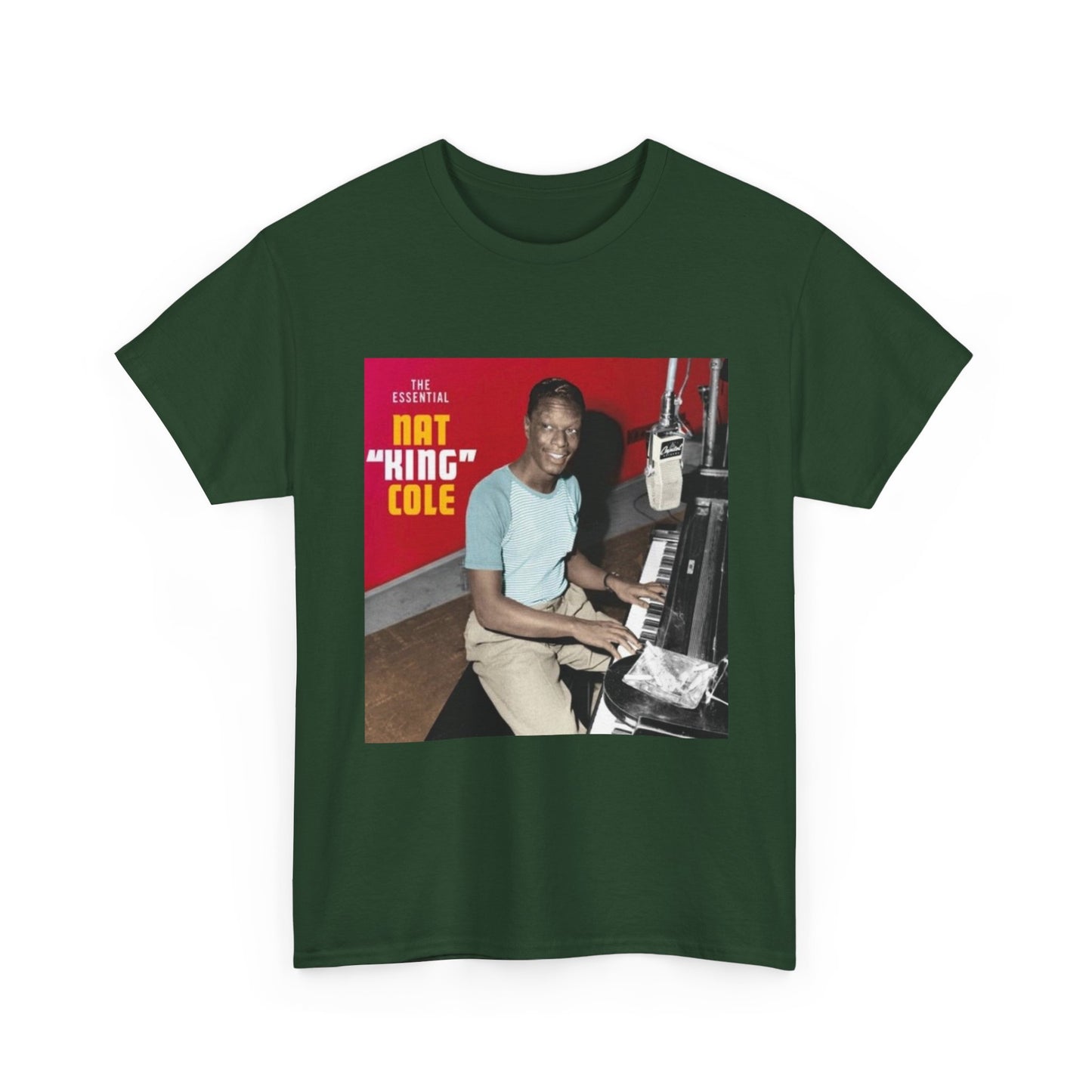 Nat King Cole Tshirt Vintage Piano Concert Poster retro Unisex Heavy Cotton Tee