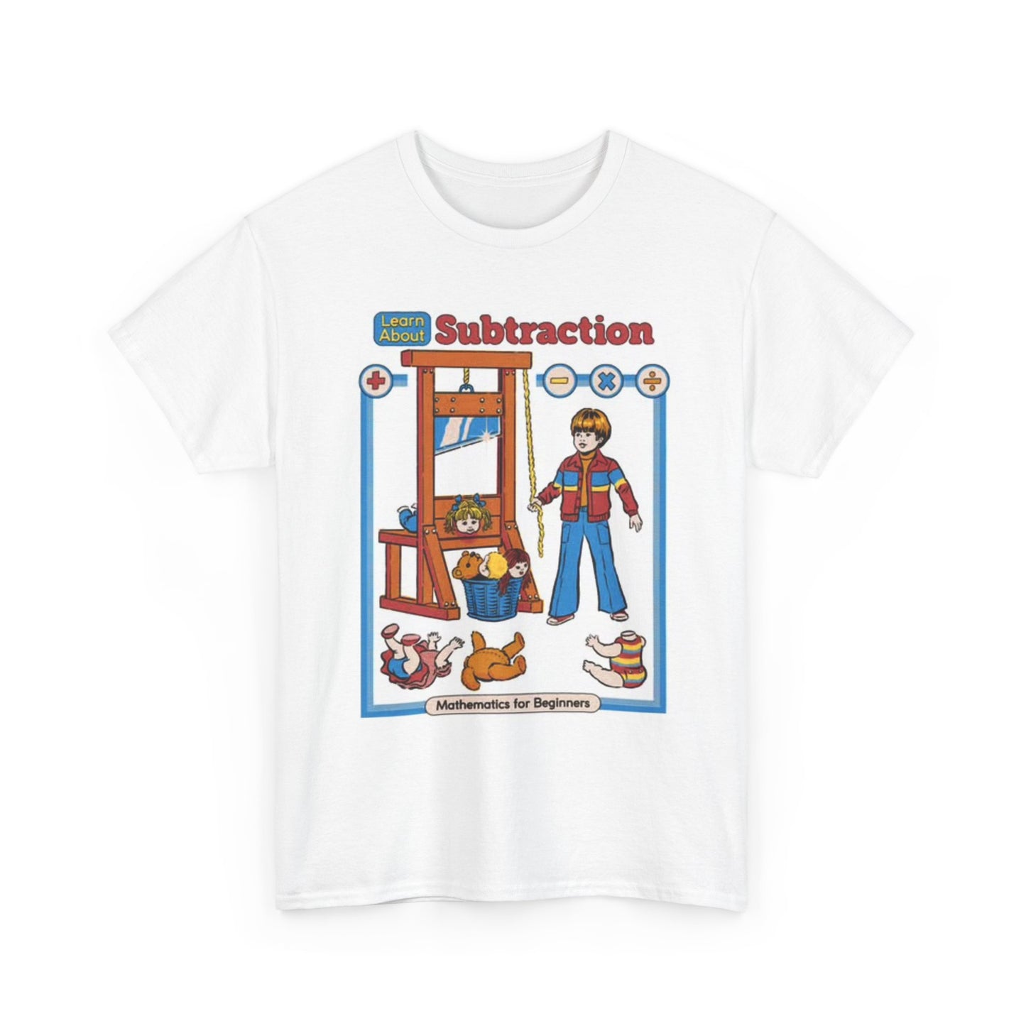 Subtraction Mathematics Funny Poster T Shirt Retro 70s ART Unisex Heavy Cotton