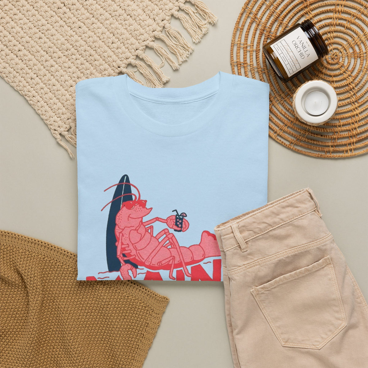Maine York Beach Lobster Tee | Coastal Vacation Shirt Men's Graphic T Shirt