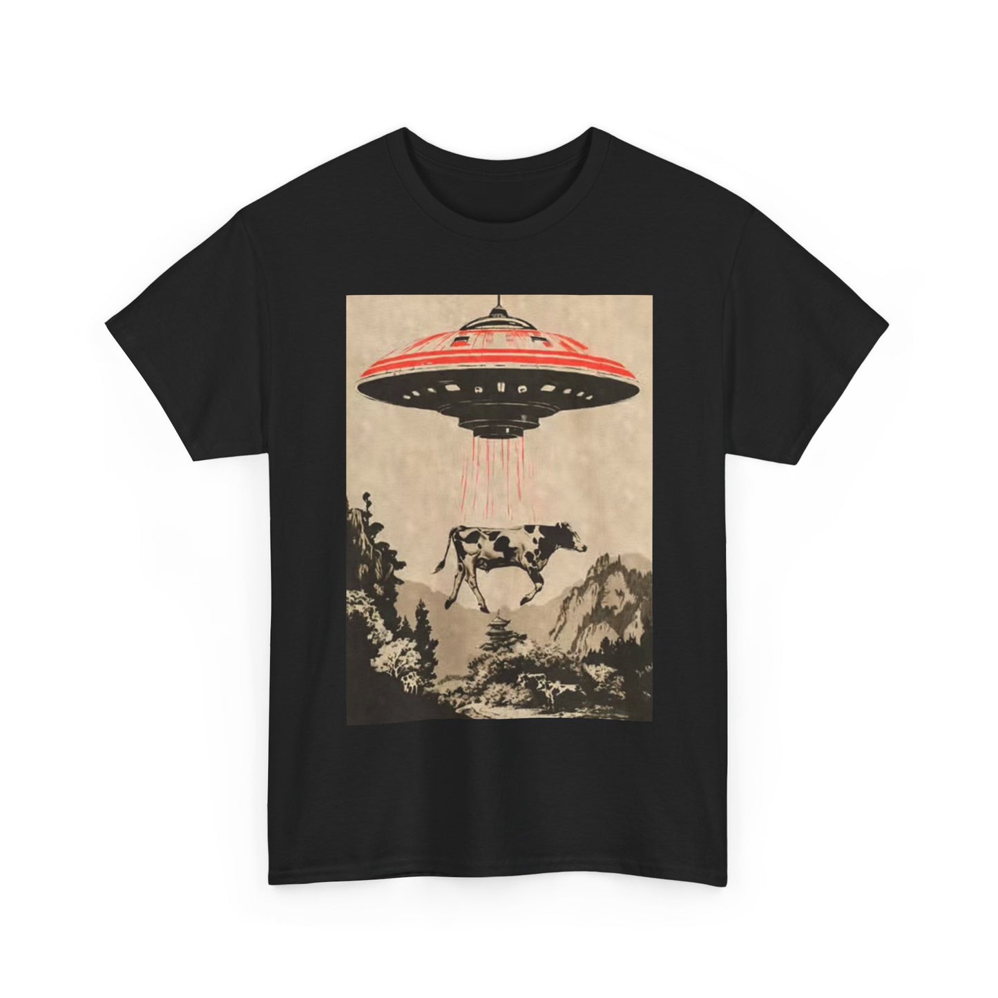 Alien Abduction Vintage Photo Funny Shirt Graphic Unisex Heavy Cotton Tee