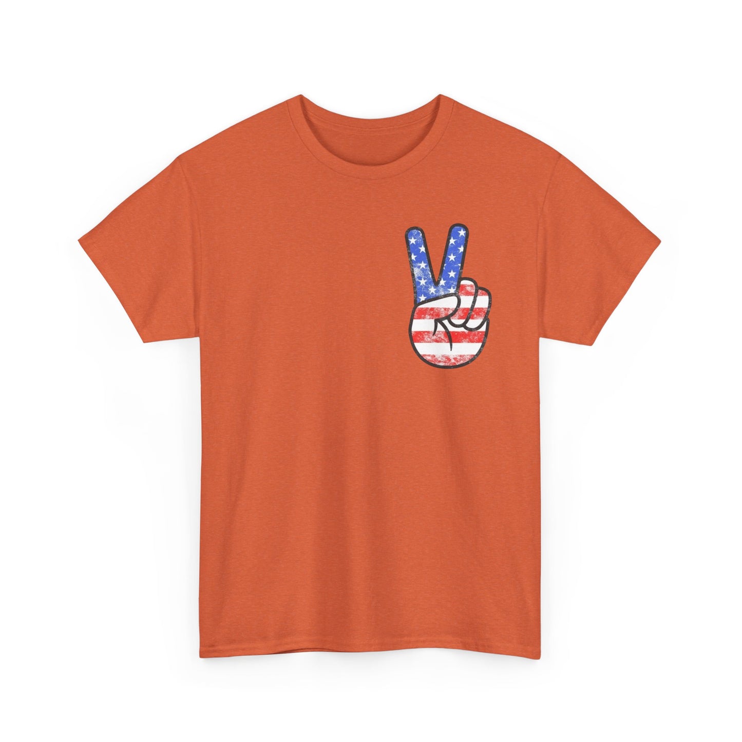 American Flag Peace Sign Retro Graphic T Shirt Adult New Tee
