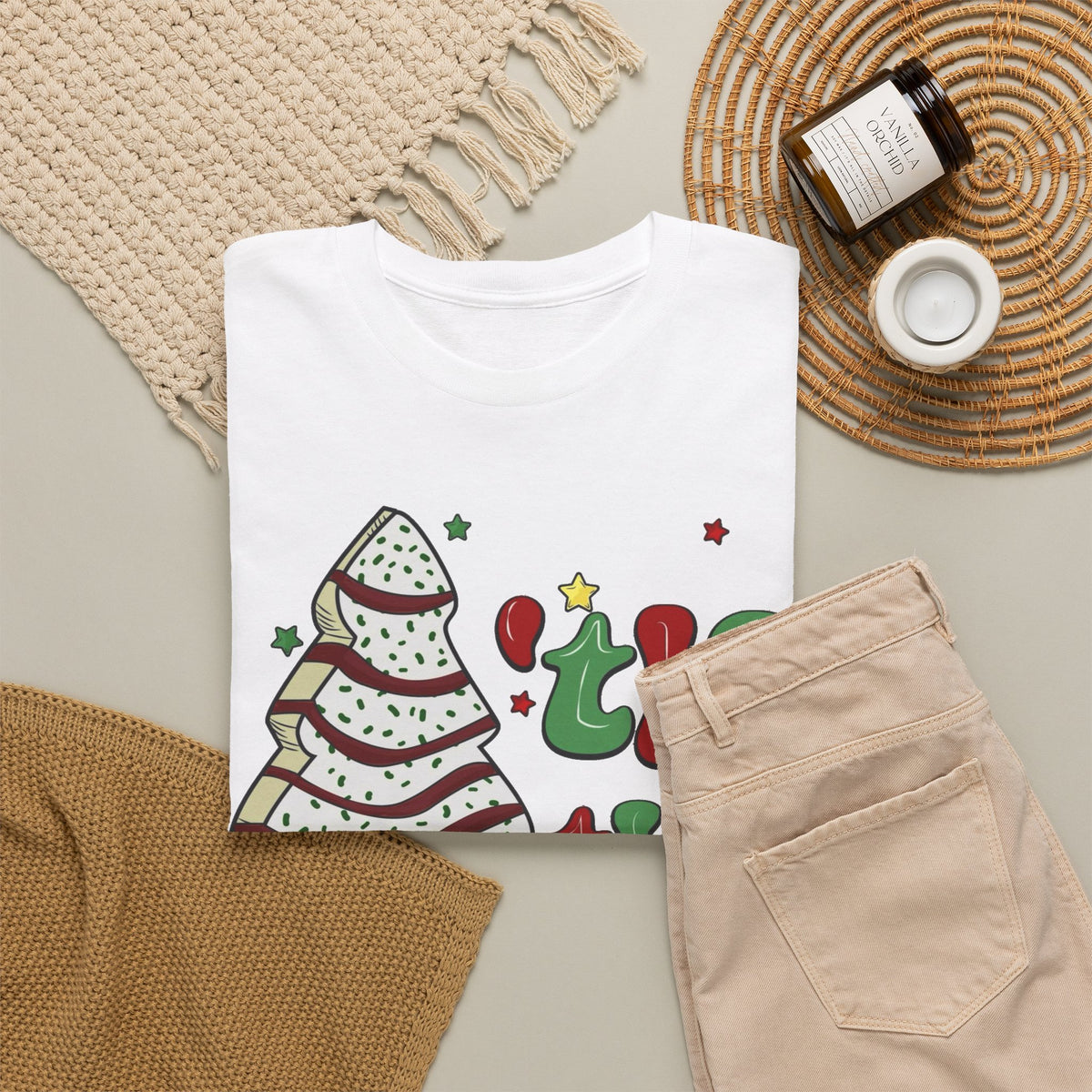 Tis the Season Christmas Tree T-Shirt Men's Graphic Tee Funny Cakes