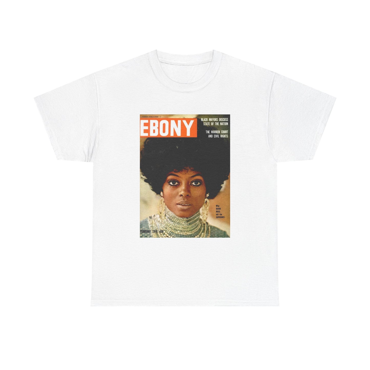 Diana Ross Tshirt Retro Ebony Magazine Cover Poster Unisex Heavy Cotton Tee