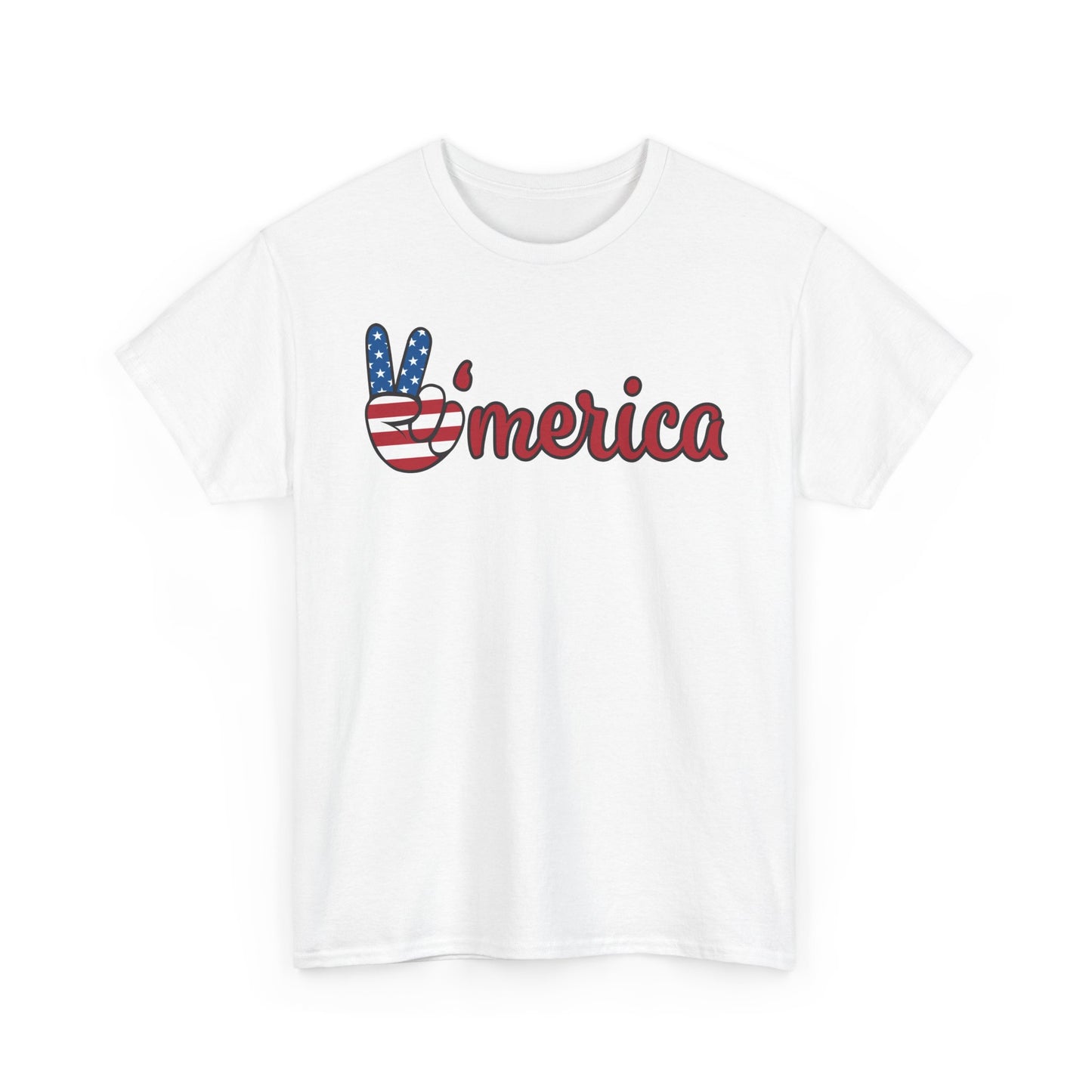 America Peace Sign Graphic T Shirt USA American Flag Unisex Heavy Cotton Tee