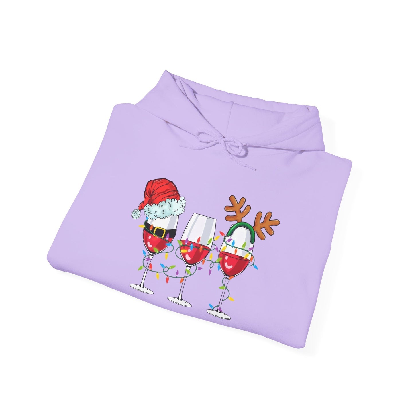 Christmas Wine Glasses Graphic Hoodie Unisex Heavy Blend™ Hooded Sweatshirt