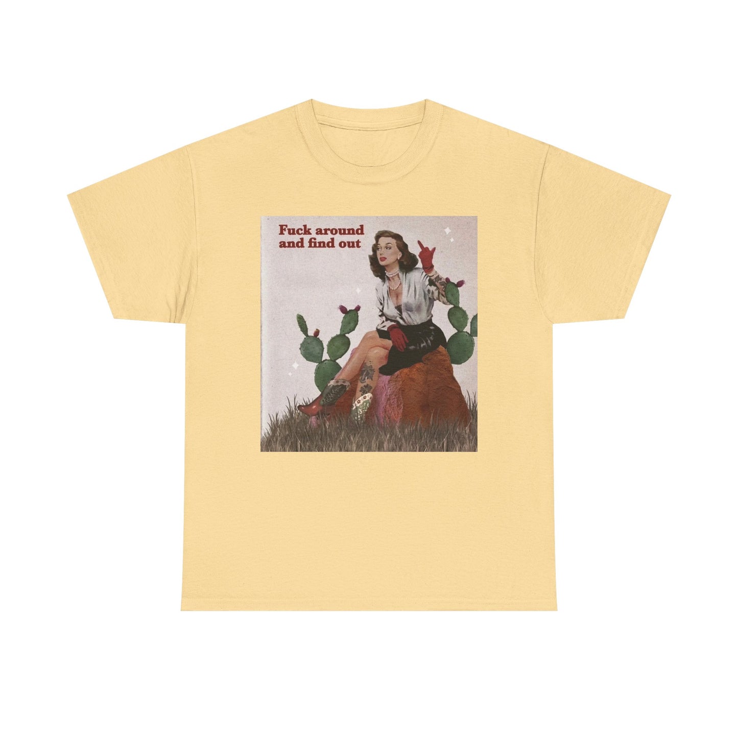 F Around And Find Out Vintage Graphic T-Shirt Women's Heavy Comfy Cotton Tee