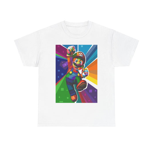 Mario Tshirt Retro n64 Gaming Gamer neon Graphic Unisex Heavy Cotton Tee