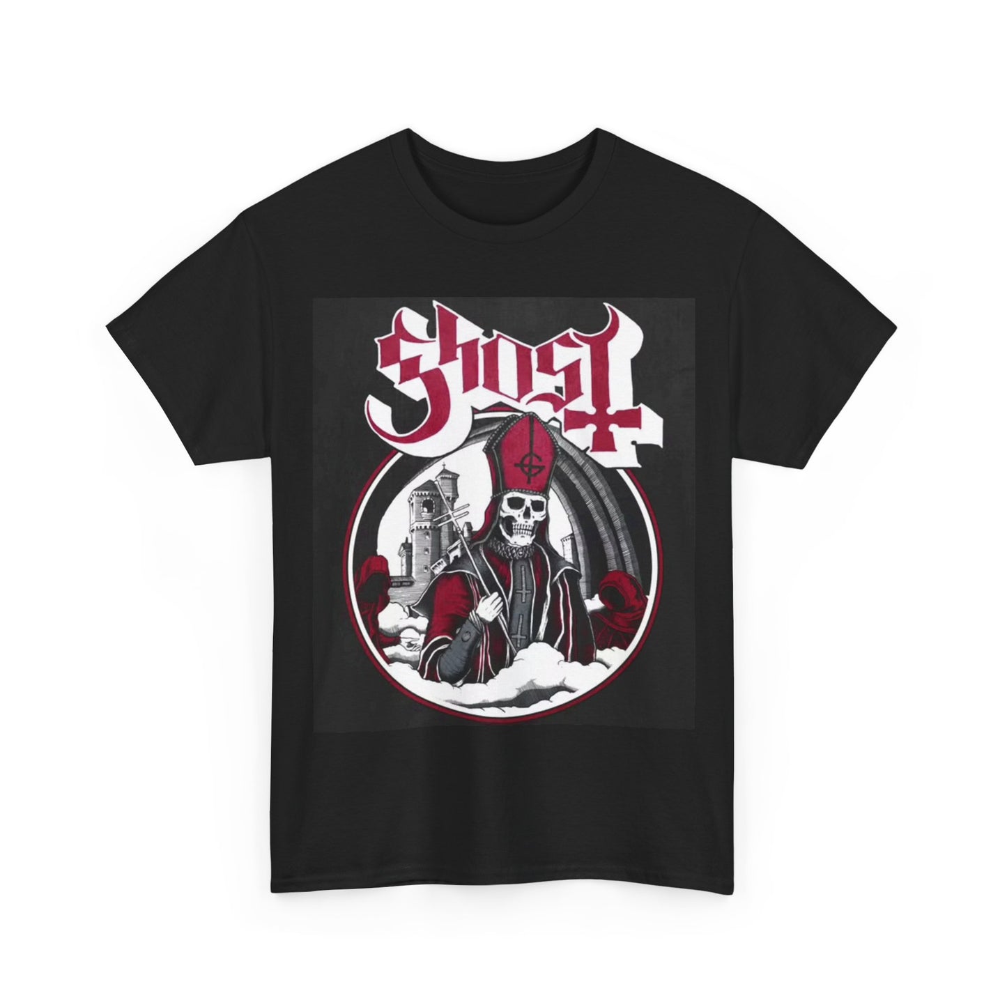 Ghost Tshirt Retro Metal Here Comes Papa retro Rock Unisex Heavy Cotton Tee