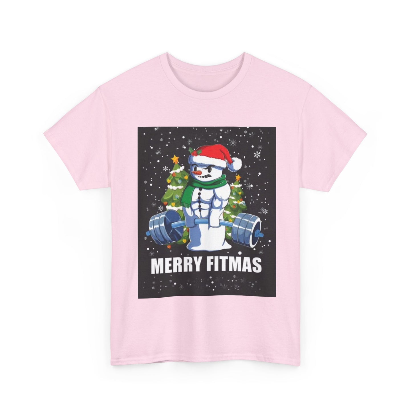 Merry Fitmas Shirt Funny Gym Snowman Christmas Gym Unisex Heavy Cotton Tee