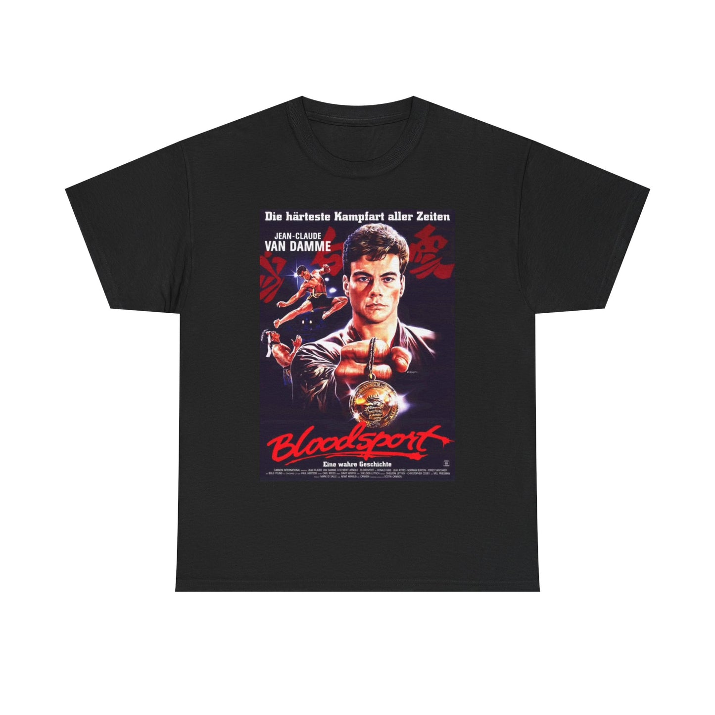 Bloodsport Tshirt Vintage Movie Poster Action Van Damme Unisex Heavy Cotton Tee