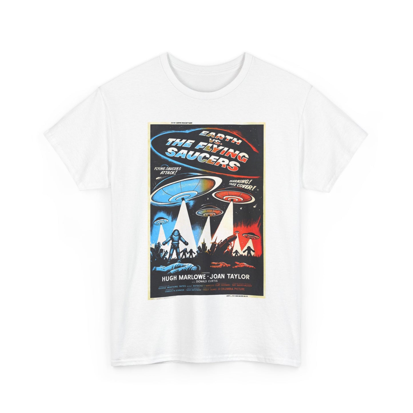 Earth vs Flying Saucers Tshirt Vintage Movie Poster Unisex Heavy Cotton Tee
