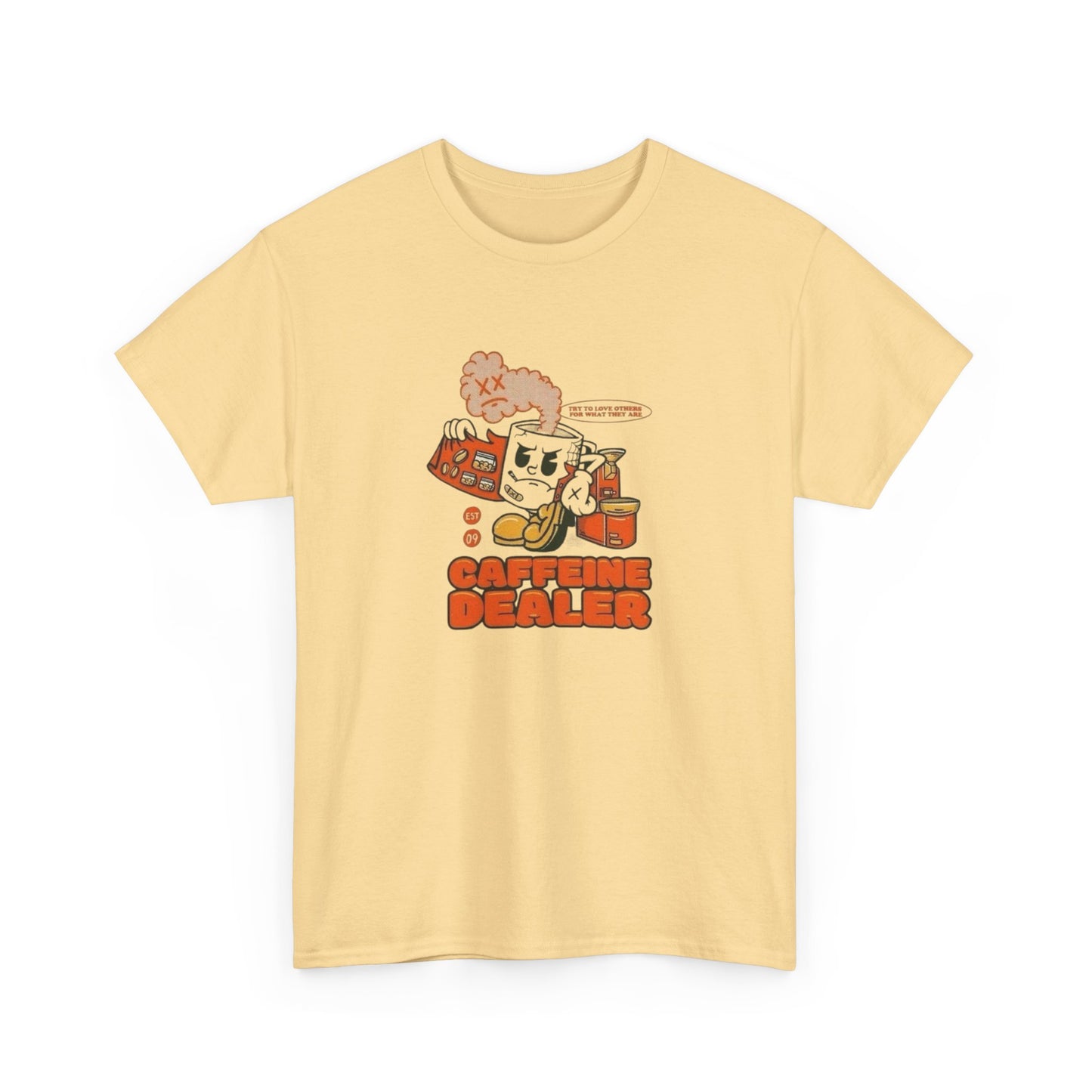 Caffeine Dealer Funny Coffee Graphic T-Shirt Comfy Cotton Tee Brand NEW