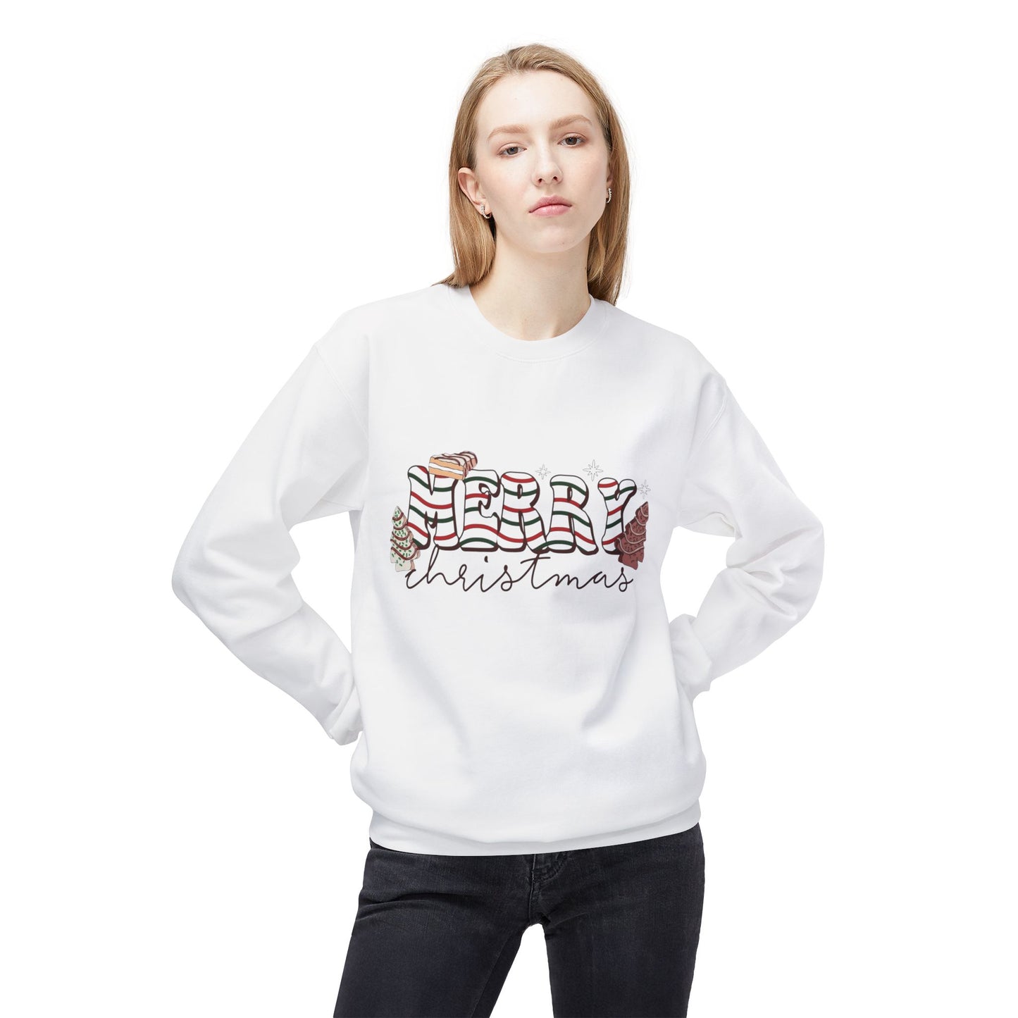 Christmas Tree Cakes Sweater Funny NEW Unisex Fleece Crewneck Sweatshirt