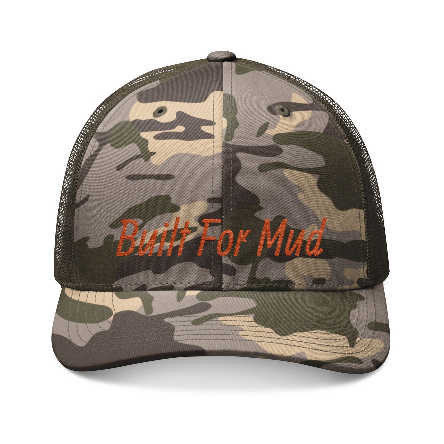 Built For Mud Hat Camo Southern Graphic Camouflage Trucker Hat (Embroidery)