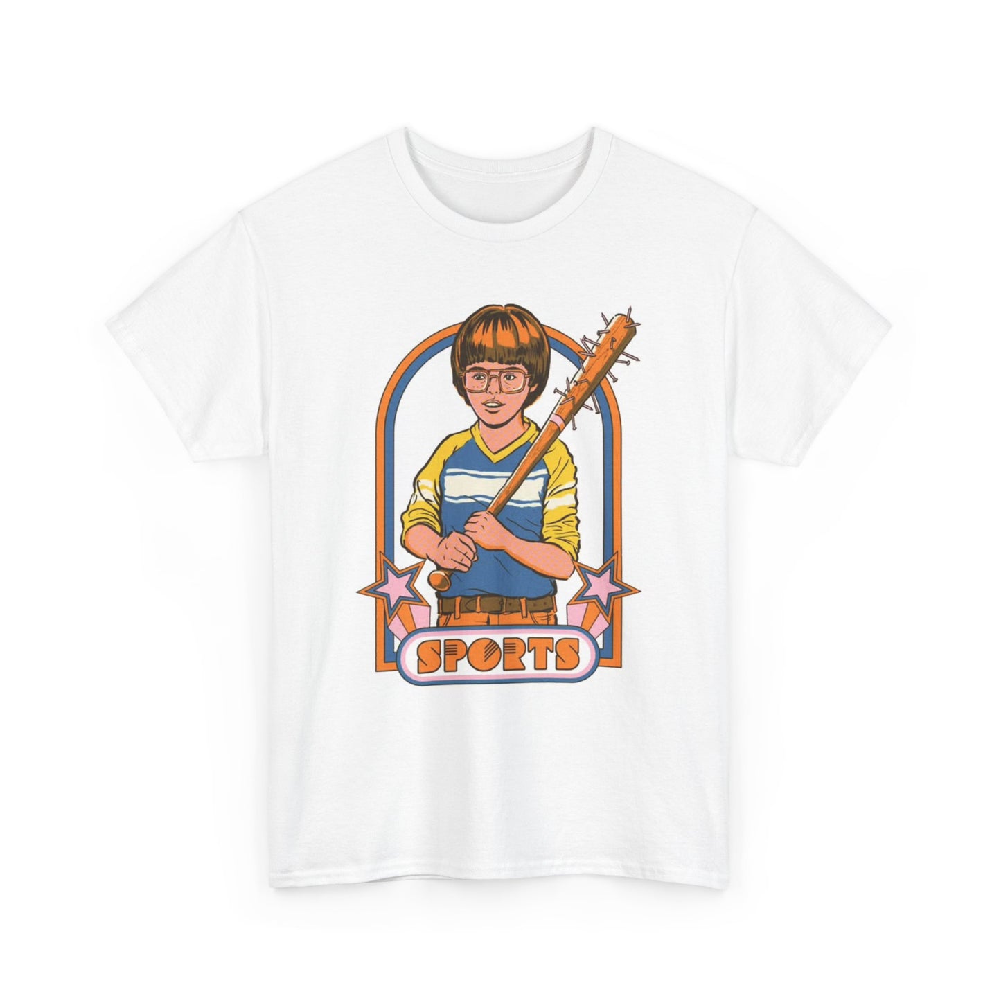 Sports Tshirt Funny 80s Retro Art Kids Graphic Unisex Heavy Cotton Tee