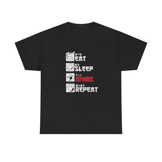 Eat Sleep Anime Graphic T Shirt Unisex Heavy Cotton Tee