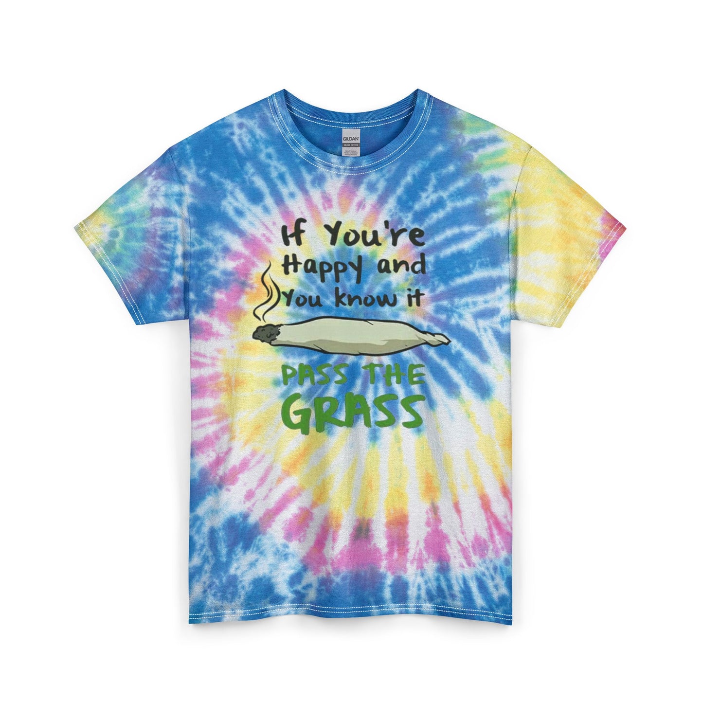 Pass The Grass Cannabis Graphic T-Shirt Brand New Unisex Heavy Cotton  Tie Dye
