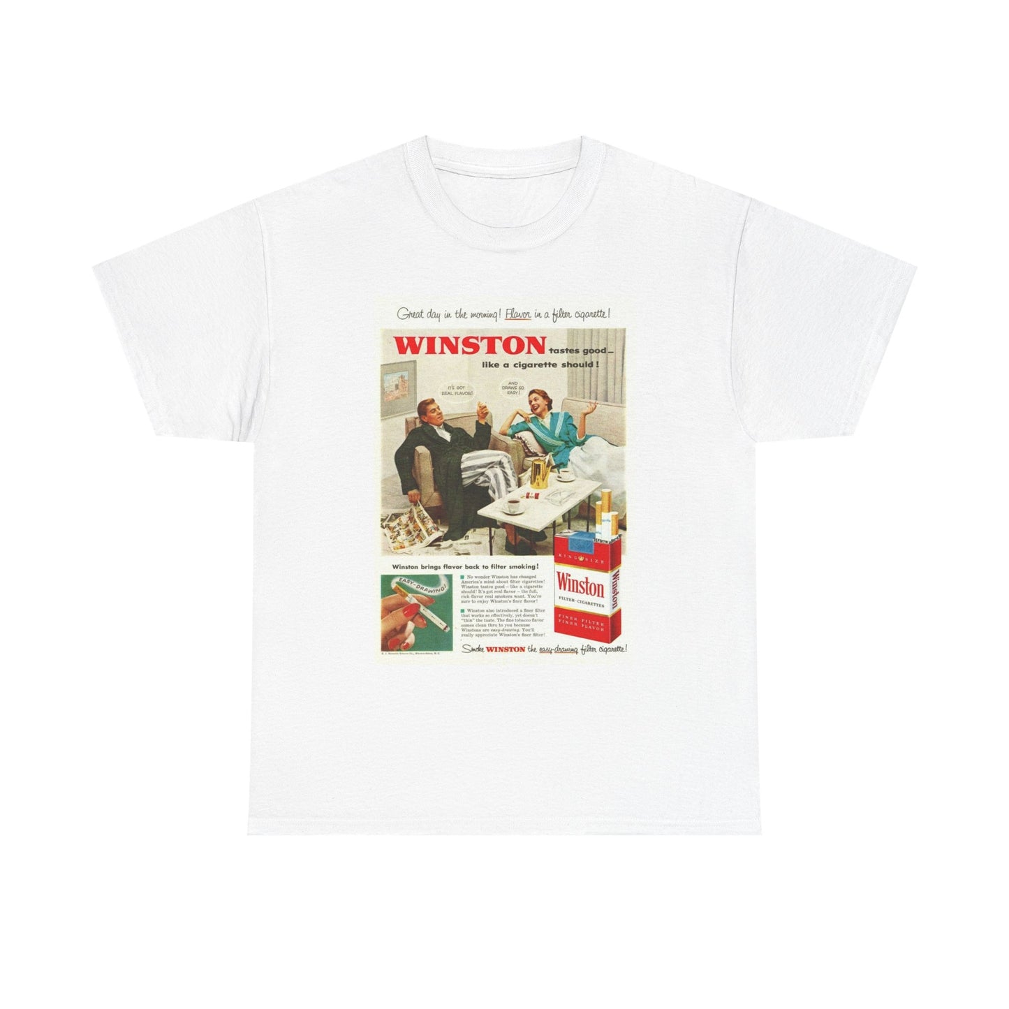 Winston Cigarettes T Shirt Vintage Poster Retro AD Unisex Heavy Cotton Tee