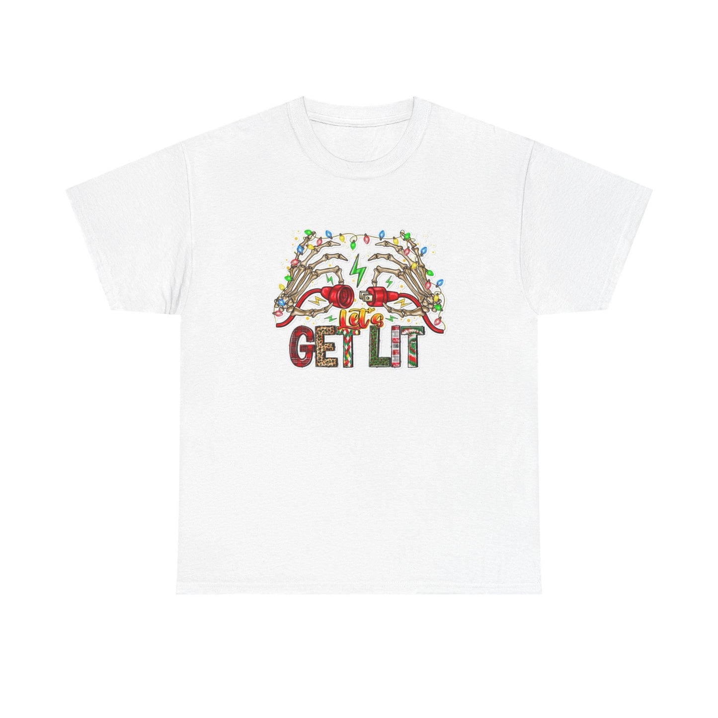 Get Lit This Christmas Funny Graphic T Shirt NEW Unisex Heavy Cotton Tee