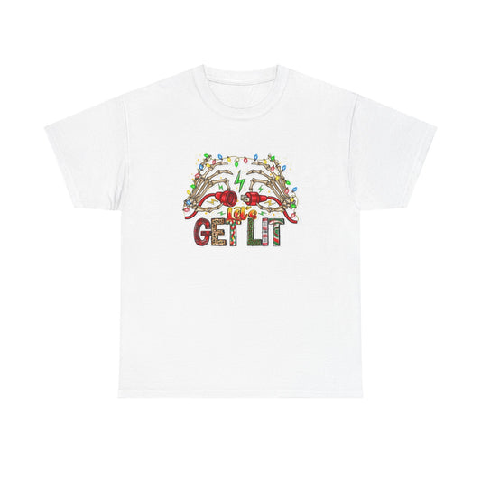 Get Lit This Christmas Funny Graphic T Shirt NEW Unisex Heavy Cotton Tee