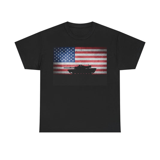 American Flag Tshirt Tanker Military Graphic USA Unisex Heavy Cotton Tee