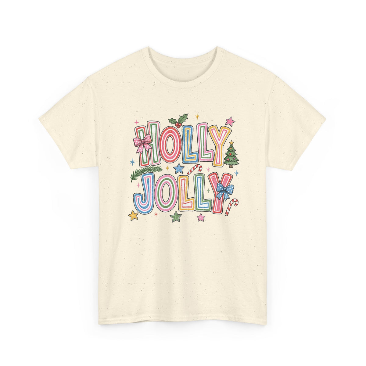 Holly Jolly Christmas Lettering Tee Men's Graphic T Shirt