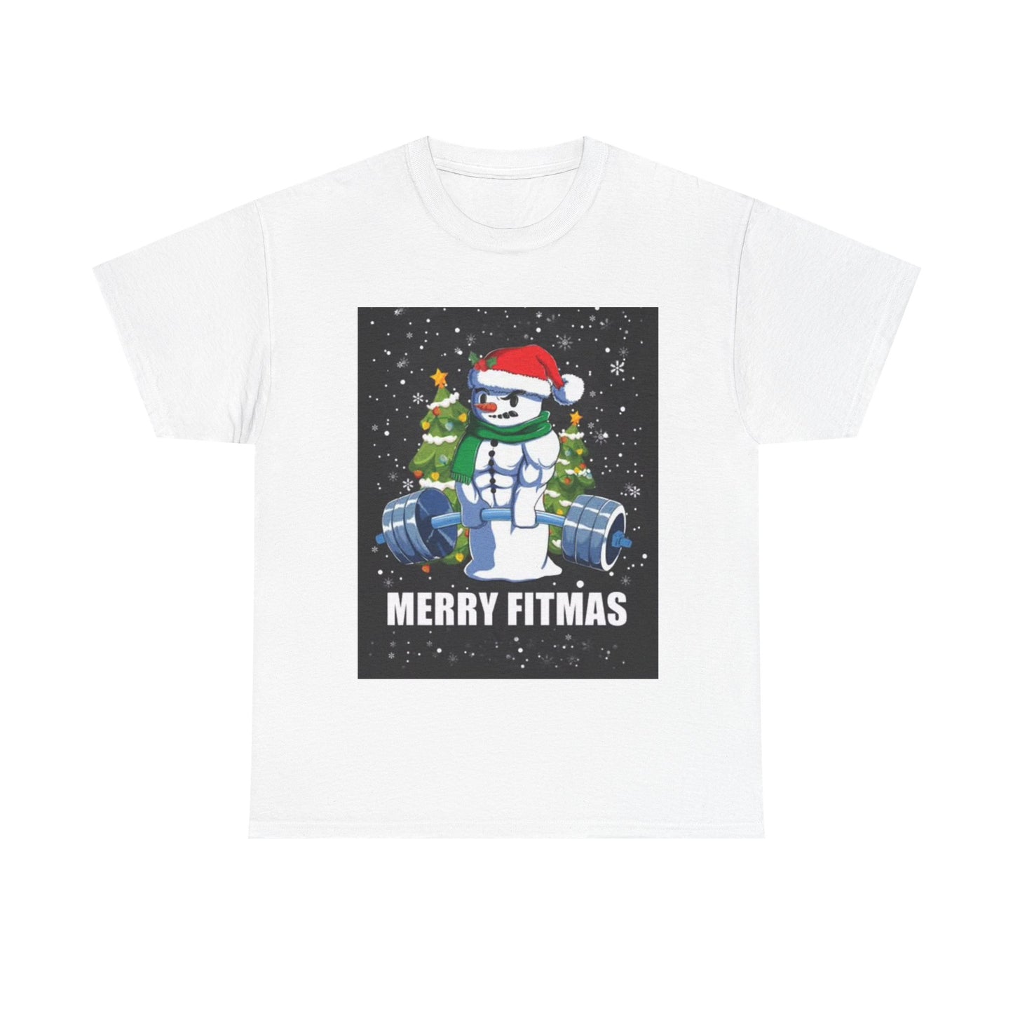 Merry Fitmas Shirt Funny Gym Snowman Christmas Gym Unisex Heavy Cotton Tee