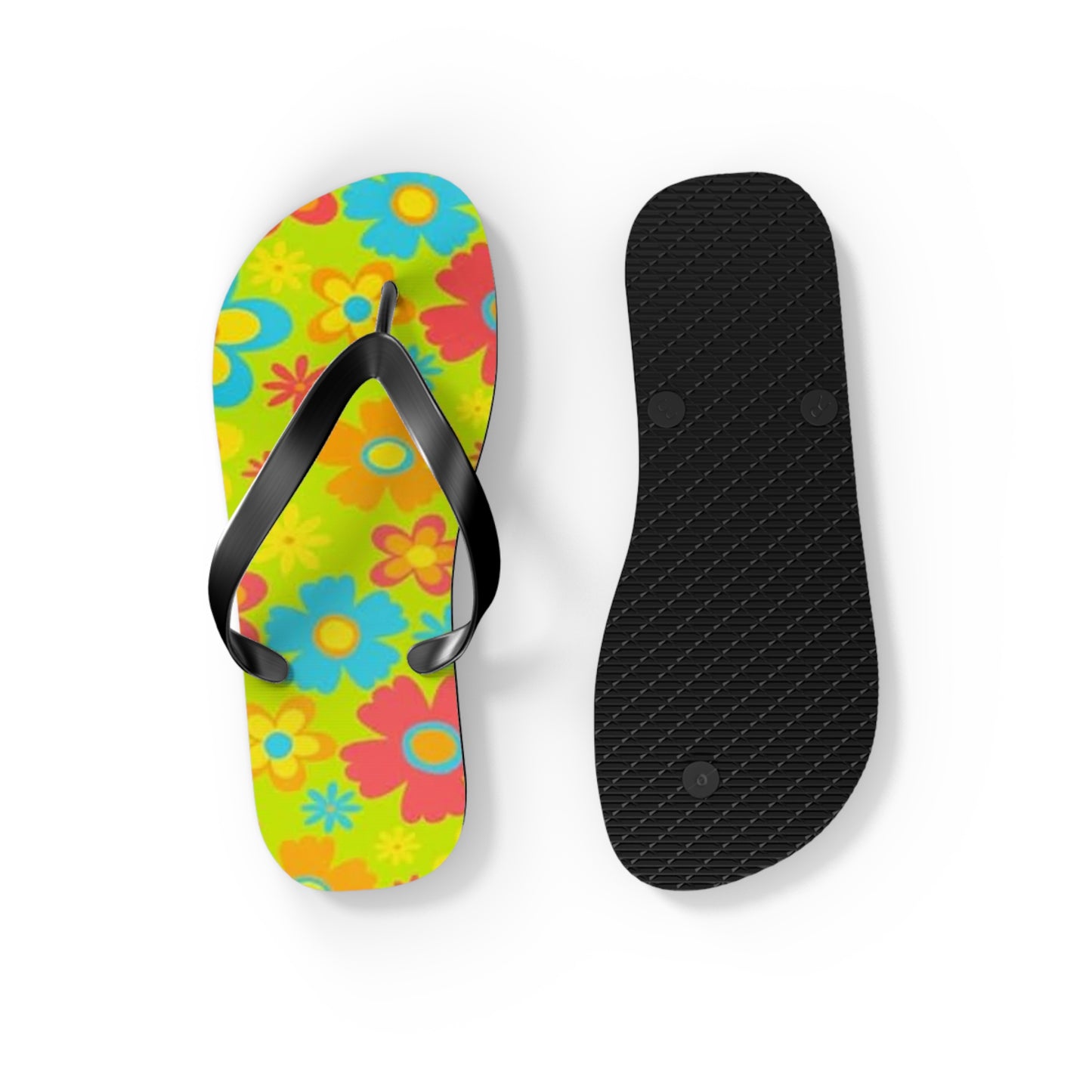 Waves And Sun Sandals Groovy Flowers Summer Flip Flops Slides BRAND NEW