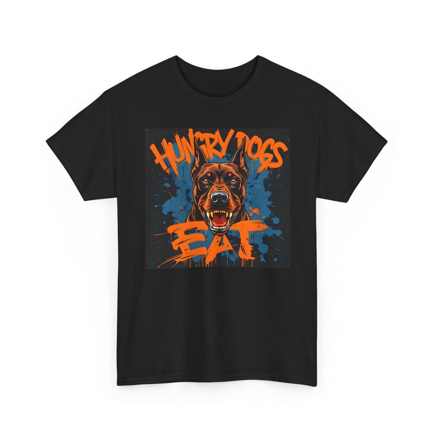 Hungry Dogs Eat Graphic T Shirt Retro Vintage Dogs Unisex Heavy Cotton Tee