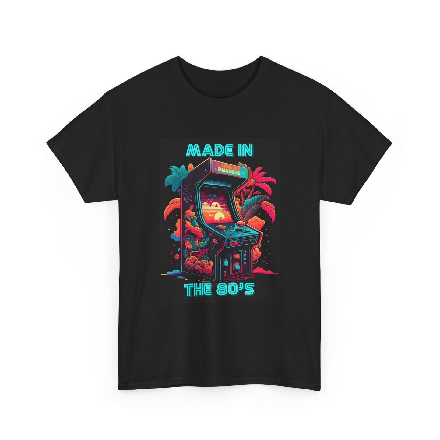Made In The 80s Tshirt Vintage Arcade Gaming Neon Unisex Heavy Cotton Tee