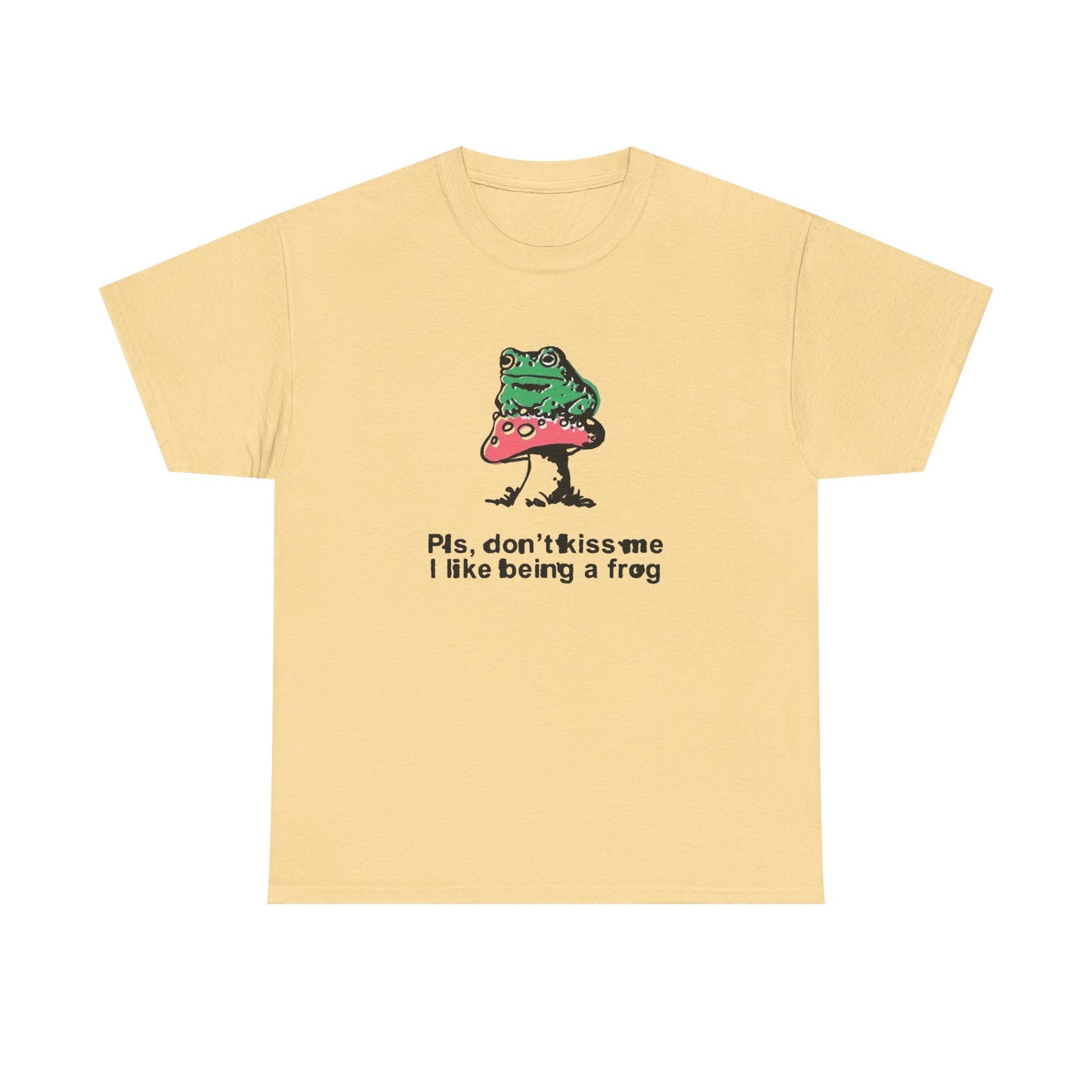 Don't Kiss Me I Like Being A Frog Graphic T Shirt Men's Heavy Cotton Tee