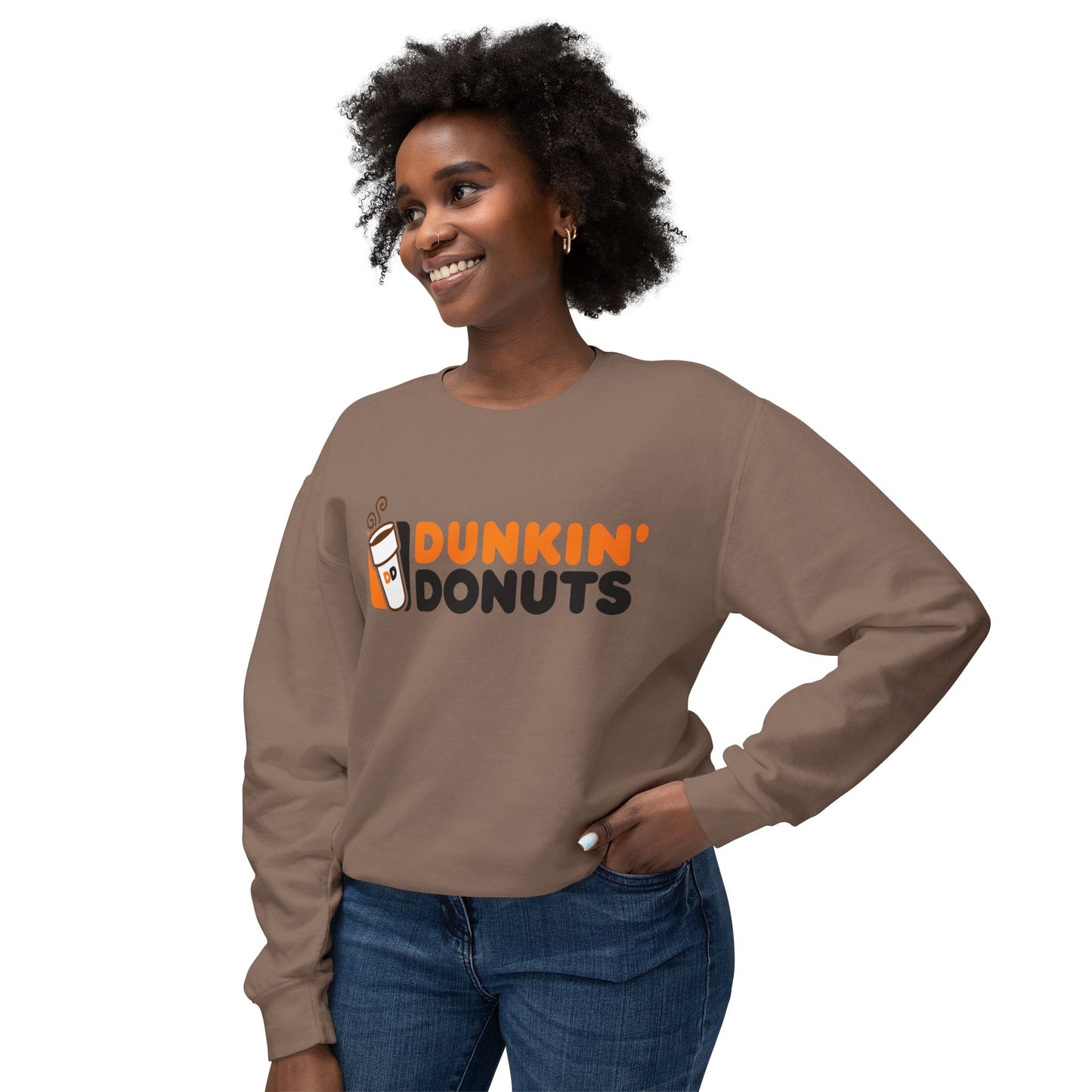 Dunkin Donuts Graphic Retro Logo Coffee Lover Lightweight Crewneck Sweatshirt