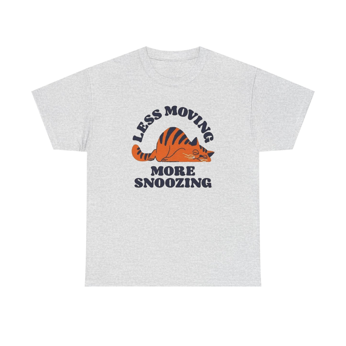 Less Moving More Snoozing Funny Cat Graphic T Shirt Men's Heavy Cotton Tee