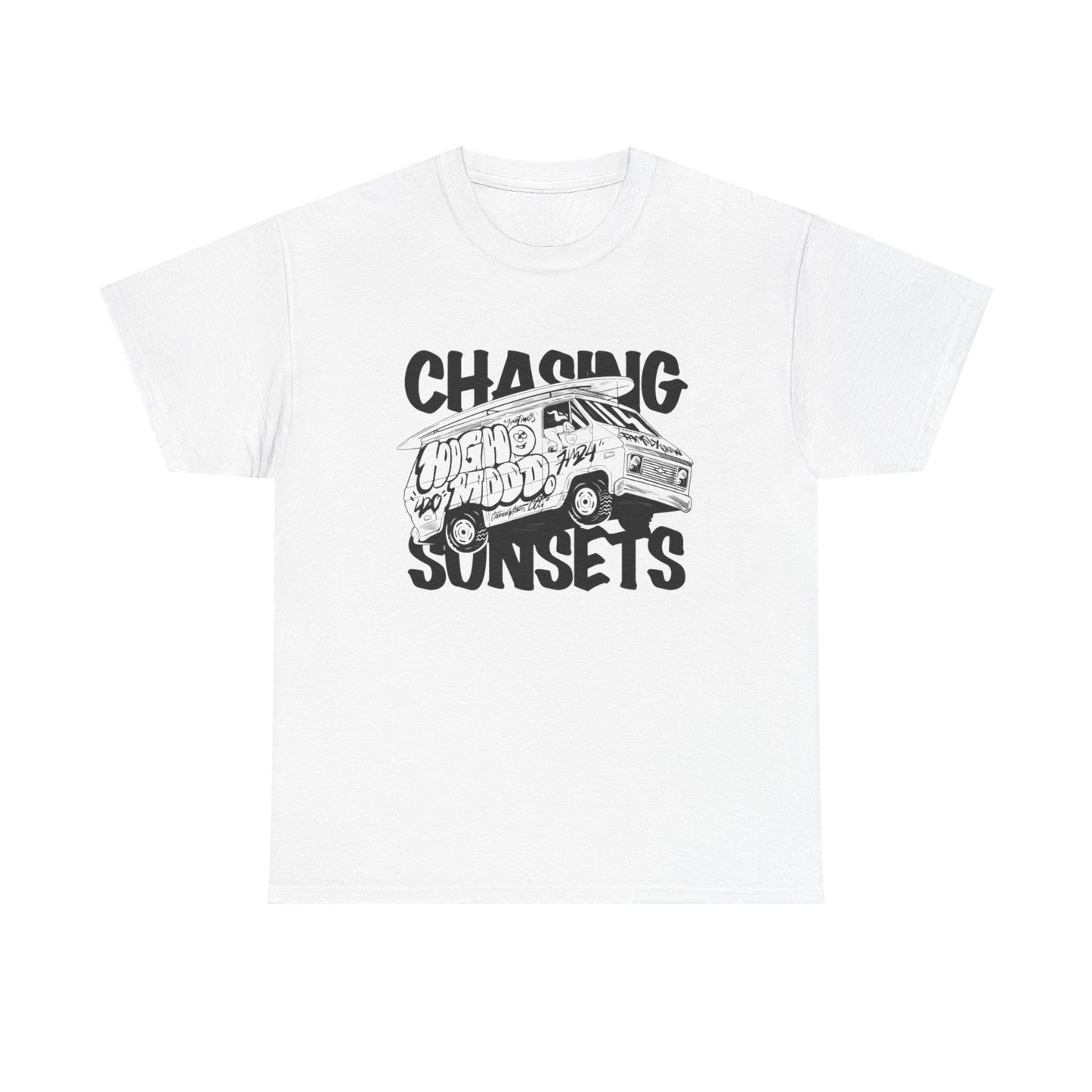 Chasing Sunsets Surfing Graphic T Shirt NEW Unisex Heavy Cotton Tee