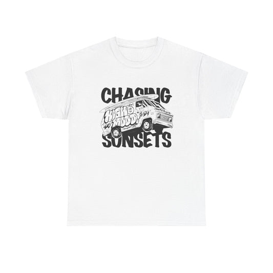 Chasing Sunsets Surfing Graphic T Shirt NEW Unisex Heavy Cotton Tee
