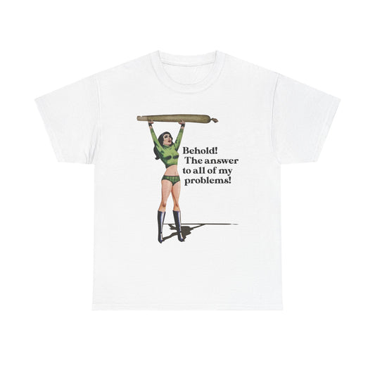 The Answer To All My Problems Weed Graphic T-Shirt Womens Comfy Cotton Tee NEW