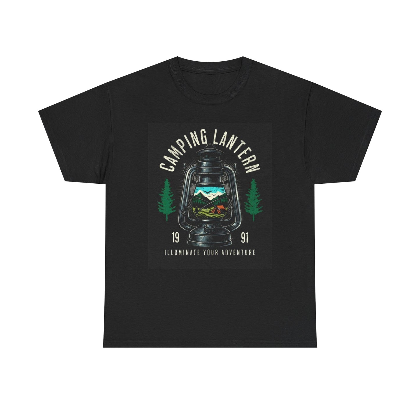 Camping Lantern Graphic T Shirt Outdoors Unisex Heavy Cotton Tee