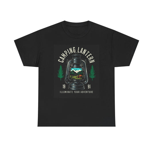 Camping Lantern Graphic T Shirt Outdoors Unisex Heavy Cotton Tee