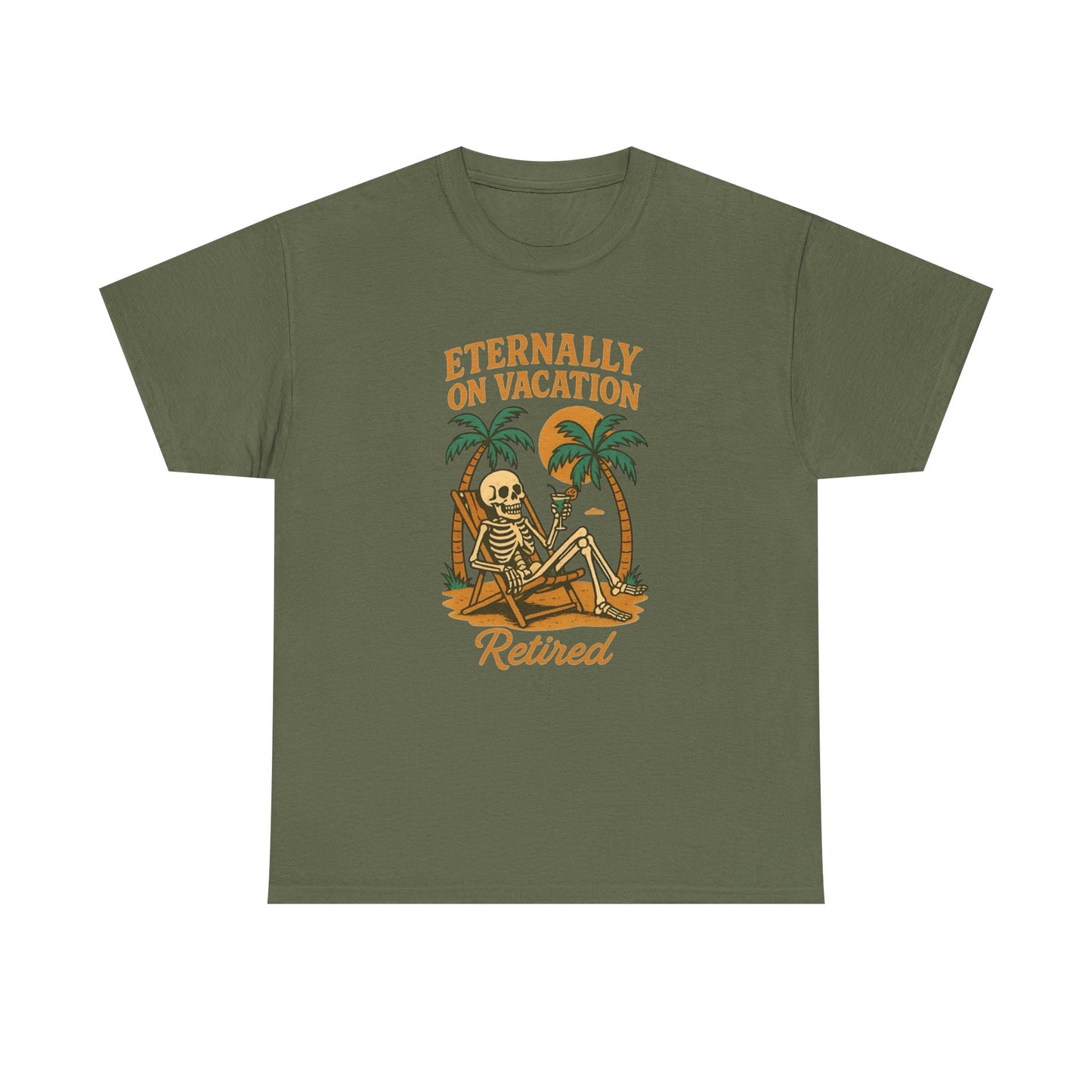 Eternally On Vacation Retired Graphic T Shirt NEW Unisex Heavy Cotton Tee