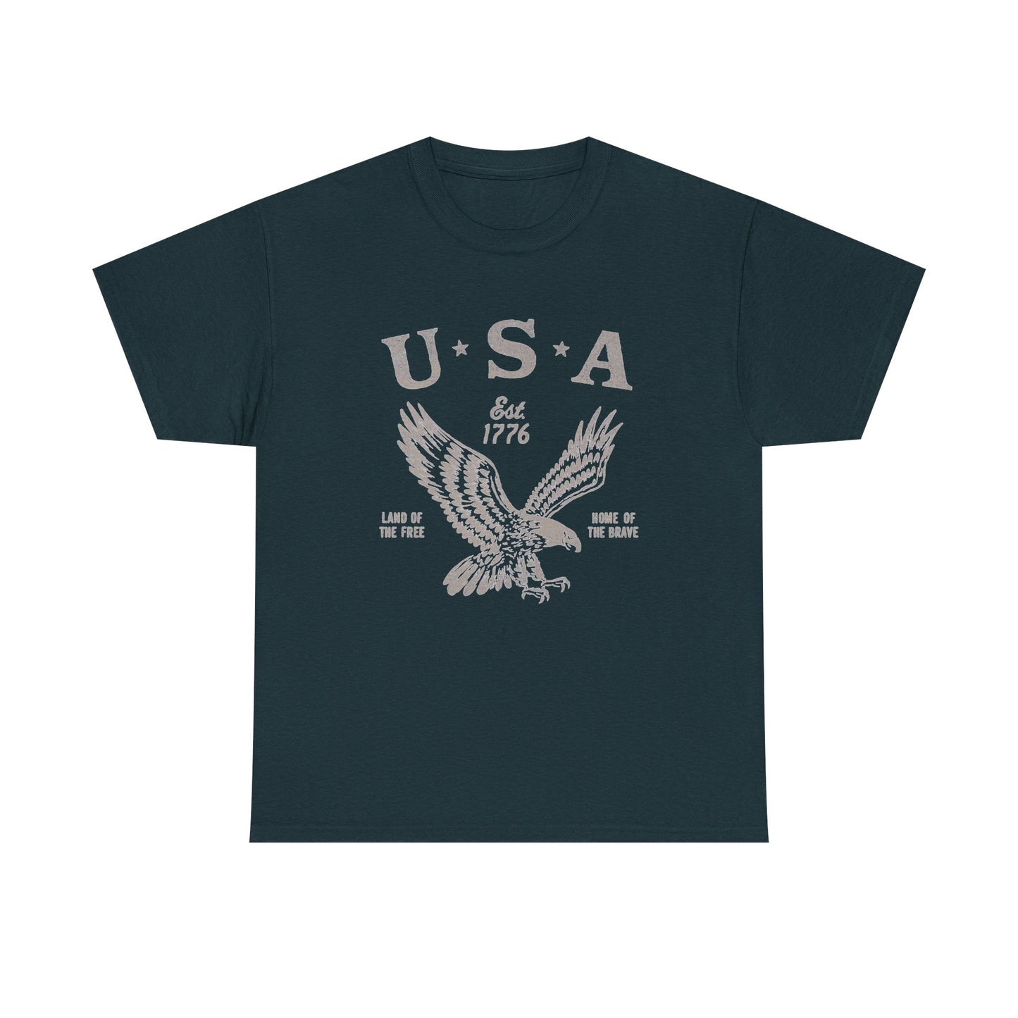 USA Bald Eagle 1776 Graphic T Shirt Men's Heavy Cotton Tee - Quality - Modern True to Size
